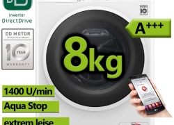 LG Waschmaschine A+++ 8kg 1400 UpM Frontlader Wolle NFC Direktantrieb Aqua Stop für 333,-€ inkl. Versand!