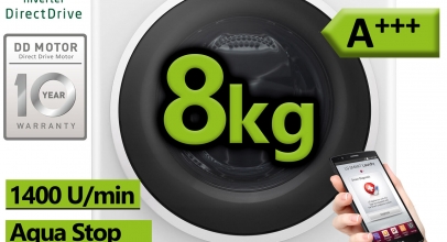 LG Waschmaschine A+++ 8kg 1400 UpM Frontlader Wolle NFC Direktantrieb Aqua Stop für 333,-€ inkl. Versand!