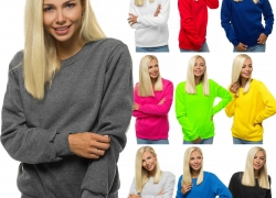 OZONEE Damen Sweatshirt Langarmshirt Basic Unifarben Classic für 12,45€ inkl. Versand!