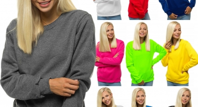 OZONEE Damen Sweatshirt Langarmshirt Basic Unifarben Classic für 12,45€ inkl. Versand!
