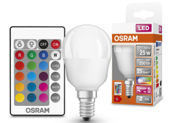 4x Osram LED Tropfen 4,2W E14 250lm RGBW warmweiß bunt dimmbar mit Fernbedienung für 9,99€ inkl. Versand!