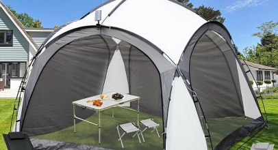 Pavillon 3,5×3,5 M LED Event Partyzelt Solar Gartenpavillon für 112,41€ inkl. Versand!