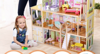 Puppenhaus Holz XXXL 4 Etagen Puppenvilla Dollhouse + Möbel Zubehör für 123,95€ inkl. Versand!