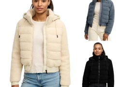 Tazzio Damen Jacke – Übergangsjacke mit Kapuze, im Bomber-Style & Teddy-Look für 16,96€ inkl. Versand!