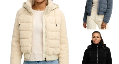 Tazzio Damen Jacke – Übergangsjacke mit Kapuze, im Bomber-Style & Teddy-Look für 16,96€ inkl. Versand!