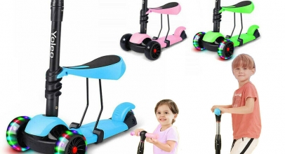 3-in-1 LED Kinderroller Scooter 3-Räder Cityroller verstellbare Höhe mit Sitz für 31,99€ inkl. Versand!