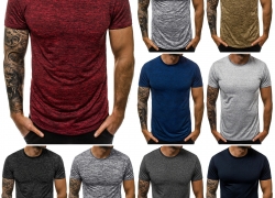 OZONEE Herren T-Shirt Kurzarm Shirt Basic Unifarben U-Neck Slim für 7,95€ inkl. Versand