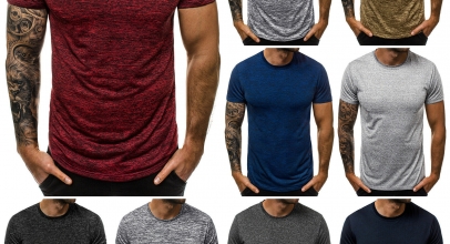 OZONEE Herren T-Shirt Kurzarm Shirt Basic Unifarben U-Neck Slim für 7,95€ inkl. Versand