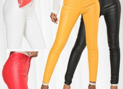 Damen Hose Leder Optik Biker High Waist Röhre für 23,95€ inkl. Versand