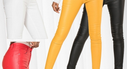 Damen Hose Leder Optik Biker High Waist Röhre für 23,95€ inkl. Versand