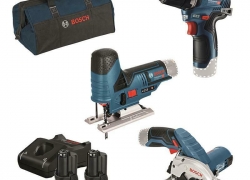 Bosch 12 V Akku Set GSR 12 V-35, GST 12 V-70, GKS 12 V-26, 2 x Akku 3 Ah + Tasche für 329,95€ inkl. Versand!