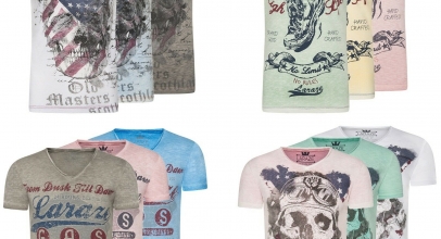 Larazé Herren T-Shirt Kurzarm Aufdruck Print mit V-Ausschnitt für 12,95€ inkl. Versand