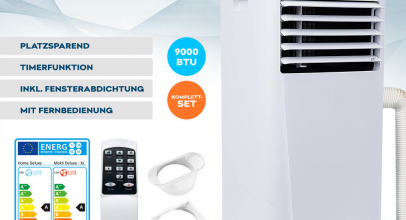 HOME DELUXE Mobile Klimaanlage A 5in1 Klimagerät 9000 BTU R290 2,6kW für 209,-€ inkl. Versand!