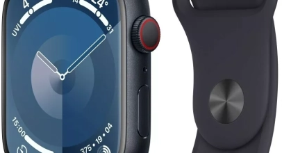 Apple Watch 9 Cell Alu Midnight 45mm A2984, Black Silicon Band für 251,91€ inkl. Versand!