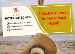 Multi Hotel Gutschein 3 Nächte, 2 Pers. ca. 1.700 Hotels nach Wahl für 29,99€ inkl. Versand!