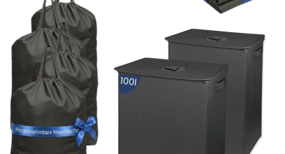 2er Set Pfandflaschen Sammelbehälter 100L Dunkelgrau Flaschensammler Lefeld für 29,99€ inkl. Versand!