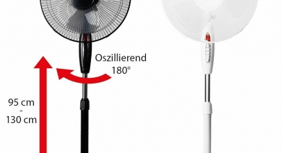LEX Standventilator (40 cm) 130cm höhenverstellbar in Schwarz oder weiß für 19,99€