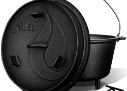 grillas® Dutch Oven Set Deckelheber BBQ Gusseisen Feuertopf Gusstopf Schmortopf für 32,99€ inkl. Versand!