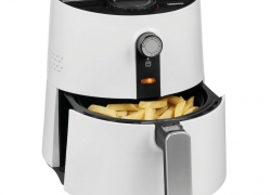 MEDION MD 17769 Heißluft Fritteuse (1300 Watt, 3,6L, Ölfrei, bis zu 200°C) in weiß für 34,99€