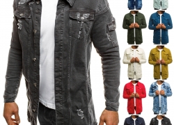 OZONEE Herren Jeansjacke Denim Vintage Frayed Übergangsjacke für 34,95€ inkl. Versand