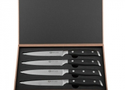 Messerset: Steakmesser, Küchenmesser, Brotmesser Edelstahl Wellenschliff 4 tlg. für 10,90€