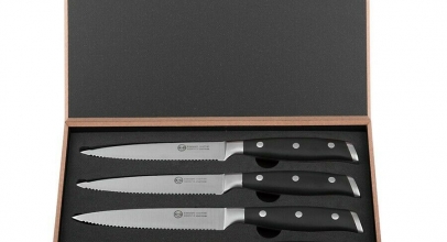 Messerset: Steakmesser, Küchenmesser, Brotmesser Edelstahl Wellenschliff 4 tlg. für 10,90€