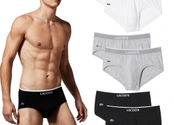 LACOSTE: 2er Sets Herren Slips versch. Farben (Schwarz/Weiß/Grau) für 15,96€