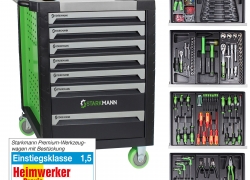 STARKMANN Blackline Werkzeugwagen 7 Schubladen mit 599 Teilen Werkzeugset für 289,99€ inkl. Versand!