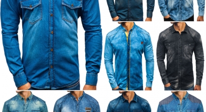 BOLF Jeanshemd Herren Freizeithemd Denim Mix für je 22,95€ inkl. Versand