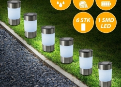 6er Set Edelstahl Solar Garten-Wege-Leuchten mit Erdpieß für 17,99€ inkl. Versand!