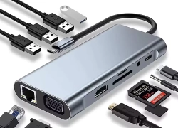 USB C Hub 11in1 HDMI 4K VGA LAN 100M USB 3.0 SD TF PD AUX Adapter für 17,90€ inkl. Versand!