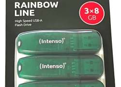INTENSO 3er Pack USB Stick 8GB Speicherstick Rainbow Line grün für 8,99€ inkl. Versand!