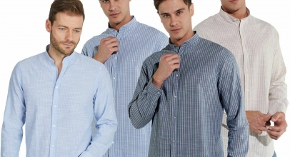 Steffen Klein Herren Sommer-Hemd Leinen-Optik Streifen Stehkragen für 24,90€ inkl. Versand!