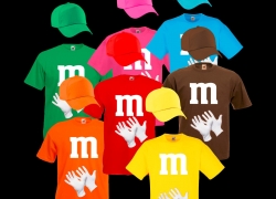Gruppenkostüm für M&M Fans MM Fasching Shirt, farblich passende Cap + Handschuhe für je 17,50€ inkl. Versand