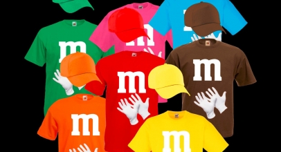Gruppenkostüm für M&M Fans MM Fasching Shirt, farblich passende Cap + Handschuhe für je 17,50€ inkl. Versand