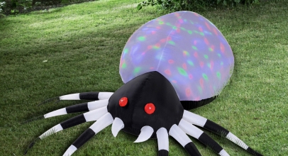 HOMCOM Halloween Spinne selbstaufblasend blinkende + bunte LED-Lichter Polyester für 25,90€ inkl. Versand!