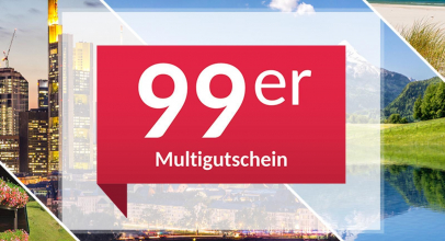 99er Multigutschein 2 Pers. 3 Tage / 2 Nächte ca. 90 Hotels zur Wahl + Frühstück für 79,98€ inkl. Versand!