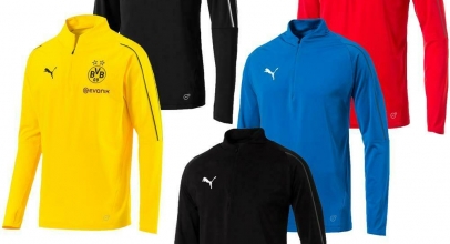 PUMA BVB, FINAL 1/4 Zip Trainingsshirt Fußball Langarm Shirt für 21,49€ inkl. Versand!