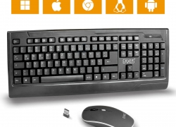 EAXUS Funk Tastatur Maus Set kabellos 10 Meter QWERTZ 1000 DPI LED für 19,99€ inkl. Versand!