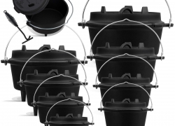 KESSER® Dutch Oven Set mit Deckelheber BBQ Feuertopf Gusseisen Schmortopf ab 29,80€ inkl. Versand!