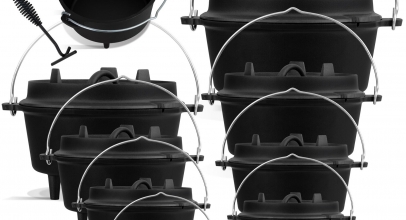 KESSER® Dutch Oven Set mit Deckelheber BBQ Feuertopf Gusseisen Schmortopf ab 29,80€ inkl. Versand!