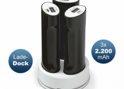 3er Set USB Powerbank 2200 / 6600 mAh mit Ladestation Externer Handy Zusatzakku für 9,99€ inkl. Versand!