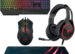 Schwaiger Gaming PC Bundle Headset + Tastatur + Maus + Deskpad Mauspad XXL LED für 25€ inkl. Versand!