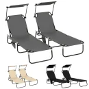 2er Set Sonnenliege klappbar Gartenliege mit Sonnendach verstellbar Rückenlehne 46,94€ inkl. Versand!