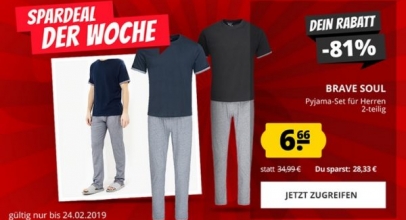 BRAVE SOUL Herren Pyjama für 6,66€